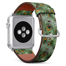 Load image into Gallery viewer, Compatible with Big Apple Watch 42mm, 44mm, 45mm (All Series) Leather Watch Wrist Band Strap Bracelet with Adapters (Beautiful Peacock)
