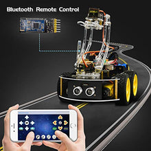 Load image into Gallery viewer, KEYESTUDIO 4WD Bluetooth Smart Car Robot Arm Building Starter Kit for Arduino ?for Uno R3 Programmable Robotics Coding Kit DIY Set for Student Adults 15+
