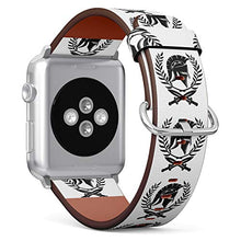 Load image into Gallery viewer, S-Type iWatch Leather Strap Printing Wristbands for Apple Watch 4/3/2/1 Sport Series (38mm) - Spartan Helmet and Swords with a Laurel Wreath
