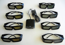 Load image into Gallery viewer, JVC Pk-ag1-b Glasses (EIGHT) and JVC Emitter PK-em1 for 2X Brightness with all JVC projectors and Silver screen
