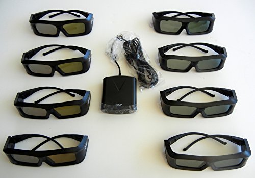 JVC Pk-ag1-b Glasses (EIGHT) and JVC Emitter PK-em1 for 2X Brightness with all JVC projectors and Silver screen