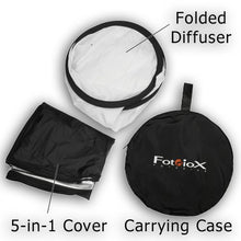 Load image into Gallery viewer, Fotodiox 22&quot; 5 In 1 Reflector Pro, Premium Grade Collapsible Disc, Soft Silver/Gold/Black/White/Diff
