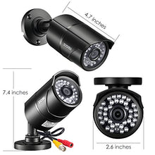 Load image into Gallery viewer, ZOSI 1/3&quot; CMOS 1000TVL 960H CCTV Home Surveillance Weatherproof 3.6mm Lens with IR Cut Bullet Security Camera - 36PCS Infrared LEDs,100ft IR Distance,Aluminum Metal Housing
