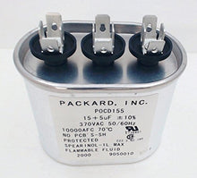 Load image into Gallery viewer, Packard Dual Run Capacitor, Oval, 15+5 Mfd., 370 Volt, POCD155, 15/5-370
