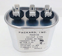 Packard Dual Run Capacitor, Oval, 15+5 Mfd., 370 Volt, POCD155, 15/5-370