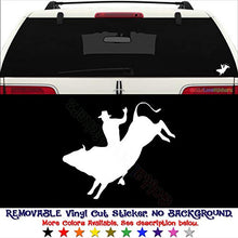 Load image into Gallery viewer, GottaLoveStickerz Cowboy Bullriding Rodeo Removable Vinyl Decal Sticker for Laptop Tablet Helmet Windows Wall Decor Car Truck Motorcycle - Size (07 Inch / 18 cm Wide) - Color (Matte Black)

