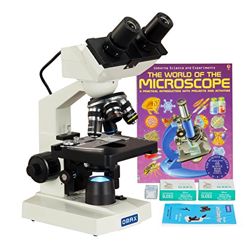 OMAX 2000X Built-in 1.3MP Digital Binocular Compound LED Microscope+Book+Blank Slides+Covers+Lens Paper
