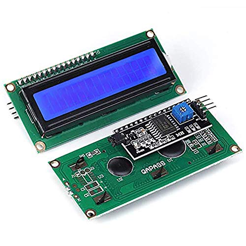 JANSANE 16x2 1602 LCD Display Screen Blue + IIC I2C Module Interface Adapter for Raspberry pi 2 Pack