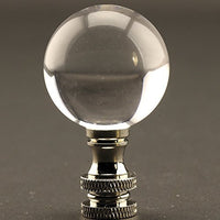 Acrylic Polished 30 MM (1.18 Inch) Diameter Ball Lamp Finial 2 Inches High with choice of base colors (Silver)