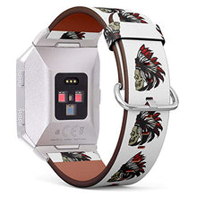Load image into Gallery viewer, (Native American Indian Chief Skull with Headdress) Patterned Leather Wristband Strap for Fitbit Ionic,The Replacement of Fitbit Ionic smartwatch Bands
