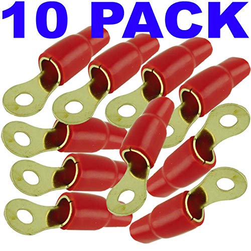 0 Gauge Pack Gold Ring Terminal Connector Heavy Duty RED