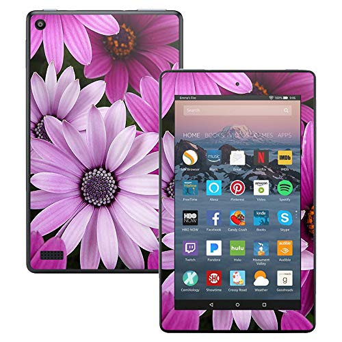 MightySkins Skin Compatible with Amazon Kindle Fire 7 (2017) - Purple Flowers | Protective, Durable, and Unique Vinyl Decal wrap Cover | Easy to Apply, Remove, and Change Styles | Made in The USA