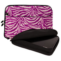 Magenta Zebra Print Fur Sleeve Cover Polyester Fur Design Cover Sleeve Carrying Case with Front Accessory Pocket, Fits Anywhere, for Asus ASUSPRO Business Advanced B53S 15.6 inch Laptop