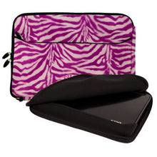 Load image into Gallery viewer, Magenta Zebra Print Fur Sleeve Cover Polyester Fur Design Cover Sleeve Carrying Case with Front Accessory Pocket, Fits Anywhere, for Asus ASUSPRO Business Advanced B53F 15.6 inch Laptop
