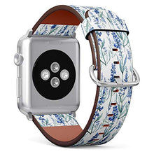 Load image into Gallery viewer, S-Type iWatch Leather Strap Printing Wristbands for Apple Watch 4/3/2/1 Sport Series (38mm) - Wildflower Lavender Flower Pattern in a Watercolor Style
