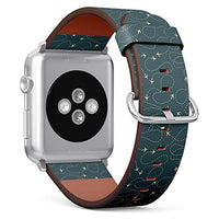 Compatible with Small Apple Watch 38mm, 40mm, 41mm (All Series) Leather Watch Wrist Band Strap Bracelet with Adapters (Travel Around World Airplane Routes)