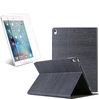 Black Shock Absorbing Slim Portfolio Case for iPad Pro 10.5 Inch Plus Temper Glass Shield Protector