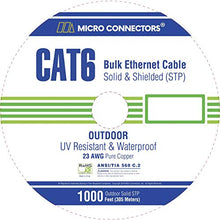 Load image into Gallery viewer, Micro Connectors 1000ft Solid Shielded (STP) CAT6 Outdoor, UV Resistant and Waterproof Bulk Ethernet Cable - Blue (TR4-560BL-OUT)
