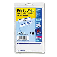 Print or Write File Folder Labels [Set of 3] Color: White / Dark Blue