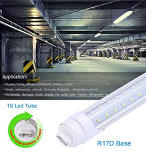 Load image into Gallery viewer, FALANFA 8ft R17D Rotatable HO Base led Tube Light 65W,270 Degree V Shaped LED Chip Bulbs,T8 6000K Cool White,Clear Cover,85V-265V,Dual-Ended Powered(Pack of 4
