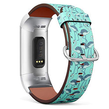Load image into Gallery viewer, Replacement Leather Strap Printing Wristbands Compatible with Fitbit Charge 3 / Charge 3 SE - Flamingo Pattern on Turquoise Background
