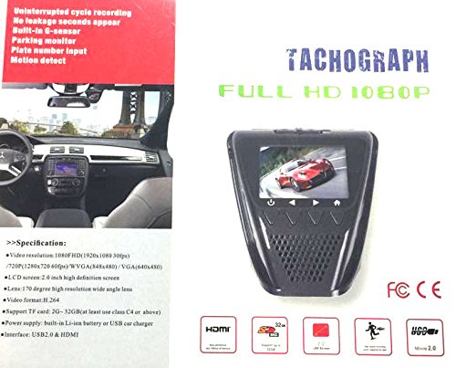 RageCams Tachograph FullHD 1080P Security Dash Camera-Motion Detect-Window Mount Recorder 16gb