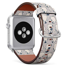 Load image into Gallery viewer, Compatible with Small Apple Watch 38mm, 40mm, 41mm (All Series) Leather Watch Wrist Band Strap Bracelet with Adapters (Monochrome Cute Penguins)
