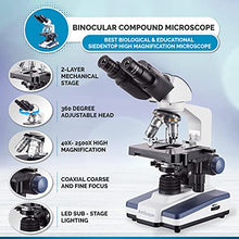 Load image into Gallery viewer, AmScope B120A Siedentopf Binocular Compound Microscope, 40X-1600X Magnification, Brightfield, LED Illumination, Abbe Condenser, Double-Layer Mechanical Stage
