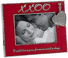 Load image into Gallery viewer, Red XXOO frame with jeweled heart charm - 2.5x3.5
