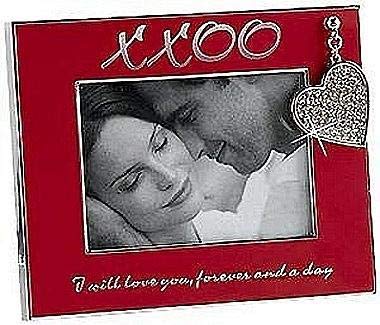 Red XXOO frame with jeweled heart charm - 2.5x3.5