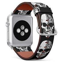 Load image into Gallery viewer, S-Type iWatch Leather Strap Printing Wristbands for Apple Watch 4/3/2/1 Sport Series (38mm) - Skull with Slogan Live Fast Die Young
