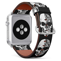 S-Type iWatch Leather Strap Printing Wristbands for Apple Watch 4/3/2/1 Sport Series (38mm) - Skull with Slogan Live Fast Die Young
