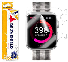 Load image into Gallery viewer, DeltaShield Full Body Skin for Apple Watch Series 2 (42mm)(2-Pack)(Screen Protector Included) Front and Back Protector BodyArmor Non-Bubble Military-Grade Clear HD Film
