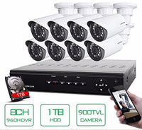 GOWE 8CH CCTV System 8 Channel HDMI DVR 1TB HDD 8PCS 900TVL IR Security Camera Home Security System Surveillance Kits