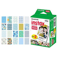Fujifilm instax Mini Instant Film (20 Exposures) + 20 Sticker Frames for Fuji Instax Prints Baby Boy Package