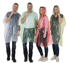 Load image into Gallery viewer, Wealers Rain Ponchos for Adults Teens Disposable Bulk Pack Emergency Raincoat Parks Outdoors Multi Colors Waterproof (Assorted, Case of 20)
