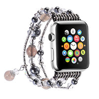Newest Apple Watch 3/2/1 Replacement Band, Fashion Beaded Bracelet, Cool Birthday Wedding for Women Girls, Apple Watch Series 38mm/42mm (Gray - 38mm)