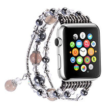 Load image into Gallery viewer, Newest Apple Watch 3/2/1 Replacement Band, Fashion Beaded Bracelet, Cool Birthday Wedding for Women Girls, Apple Watch Series 38mm/42mm (Gray - 42mm)
