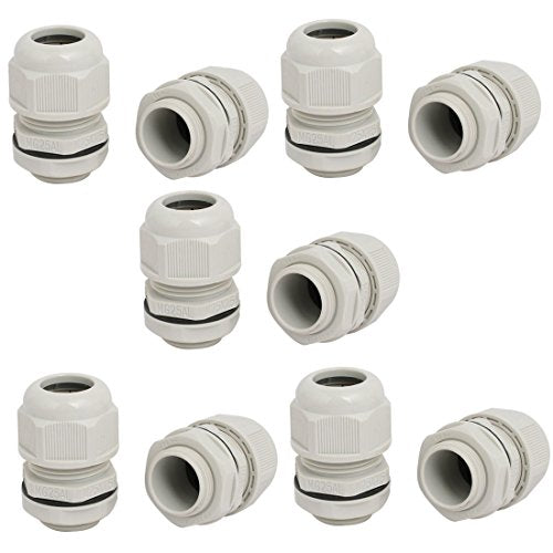Aexit M25x1.5mm 5mm-7.1mm Transmission Adjustable 4 Holes Nylon Cable Gland Joint Gray 10pcs