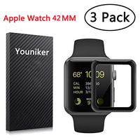 Youniker 3 Pack For Apple Watch 42 mm Screen Protector Film for Apple iWatch 42mm(Series 1/Series 2/Series 3), iWatch 3 Screen Protector Foils Crystal Clear HD, Anti-Scratch,Bubble Free