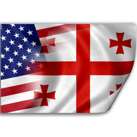 Sticker (Decal) with Flag of Georgia and USA (Georgian)
