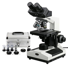 Load image into Gallery viewer, AmScope B390A-PCS Compound Binocular Microscope, 40X-1600X Brightfield Magnification, 100X-1600X Phase-Contrast Magnification, Halogen Illumination, Abbe Condenser, Double-Layer Mechanical Stage
