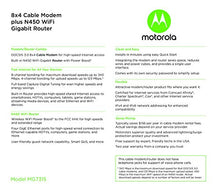 Load image into Gallery viewer, Motorola MG7315 DOCSIS 3.0 8x4 Cable Modem + N450 Single Band Wi-Fi Gigabit Router, 343 Mbps Maximum - Approved for Comcast Xfinity (Only)
