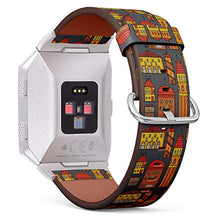 Load image into Gallery viewer, (Colorful Pattern with Doodle Houses and City Street) Patterned Leather Wristband Strap for Fitbit Ionic,The Replacement of Fitbit Ionic smartwatch Bands
