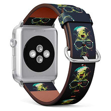 Load image into Gallery viewer, S-Type iWatch Leather Strap Printing Wristbands for Apple Watch 4/3/2/1 Sport Series (42mm) - Adventure Tropical Graphic with Scary Skull, Palm Trees and Sunset
