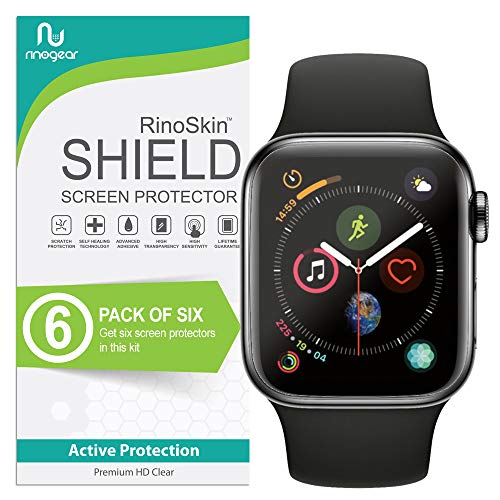 (6-Pack) Apple Watch 44mm Screen Protector (Series 6 5 4 SE) RinoGear Case Friendly Accessories Flexible Full Coverage Clear TPU Film