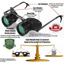 Load image into Gallery viewer, 10 X Fishing Binocular Glasses, Hands Free Magnification for Sports,Concerts,Theater,Opera,Tv Magnifying Glasss(Premium Glare-Free Lenses),Green
