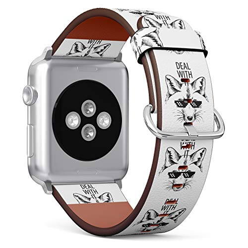 S-Type iWatch Leather Strap Printing Wristbands for Apple Watch 4/3/2/1 Sport Series (42mm) - Thug Life Fox Deal with It
