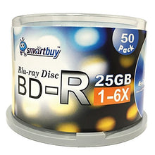 Load image into Gallery viewer, Smartbuy 50-disc 25GB 6X BD-R Blu-Ray Logo Top Blank Media Record Disc + Black Permanent Marker
