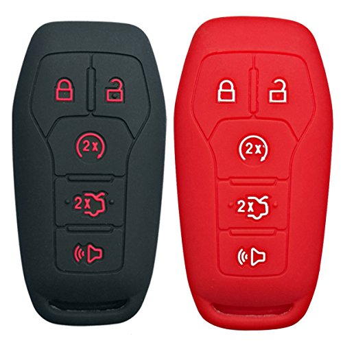 Coolbestda 2 Pcs Silicone Key Fob Cover Case Protector Remote Skin Holder For Ford F 150 Fusion Musta